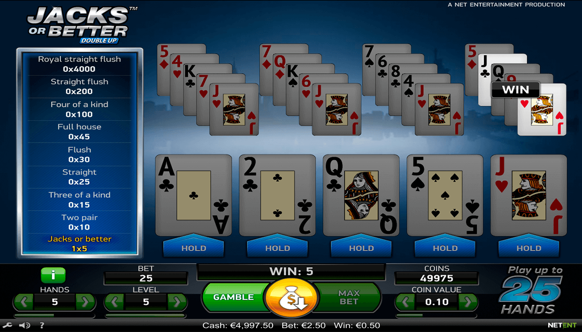jacks or better netent video poker
